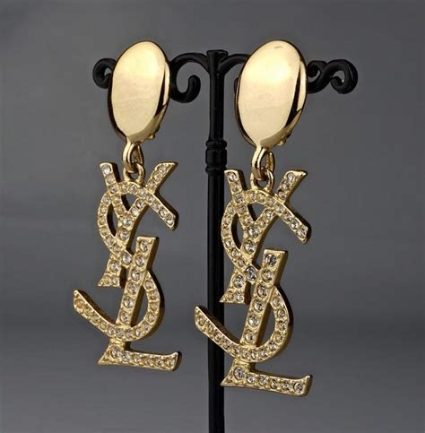 ysl リング|YSL rhinestone earrings.